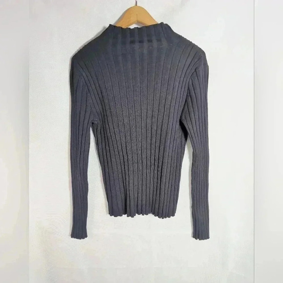 Cable knit sweater Unique Rhinestone Zipper sz L Black - Picture 2 of 7